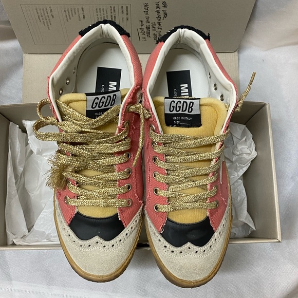 NIB Golden Goose Midstar Salmon Canvas & White Star Sneaker,38 - Picture 4 of 16